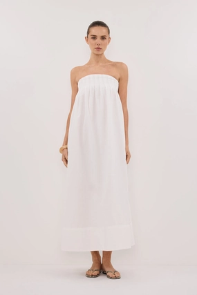 MORGAN WHITE STRAPLESS MIDI DRESS Mood Flex