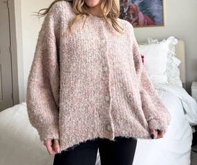 Frosted Cardigan In Pink Soft Touch Premium Knitwear