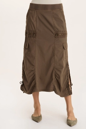 Shea Ruched Detail Cargo Midi Skirt Mix Separates Subtle Look
