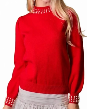 Winter Rose Pearl Sweater In Red Chilly Day Essentials Lightweight Cable Pattern