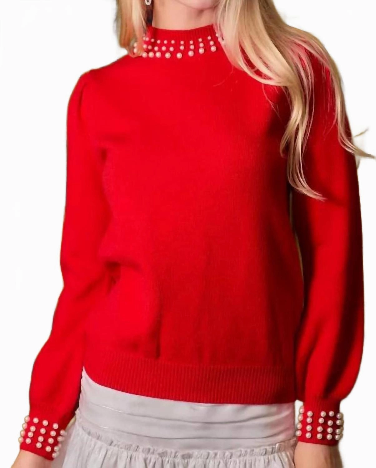 Winter Rose Pearl Sweater In Red Chilly Day Essentials Lightweight Cable Pattern