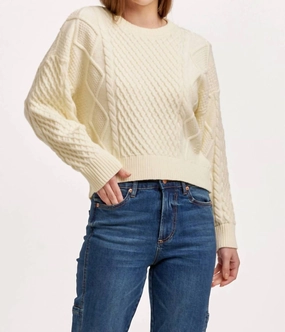 Women's Holden Crew Neck Sweater In Cream Stylish Knitwear Low Maintenance Fabric
