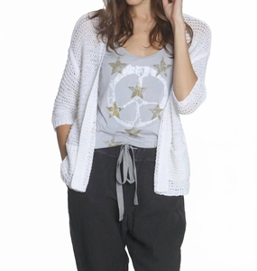 Lightweight Comfort Heathered Effect Women's Charlotte Cardigan In White