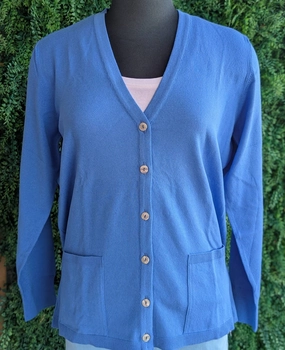 Garment Dyed Finish Functional Layer Women's Long Sleeve Cardigan In Royal