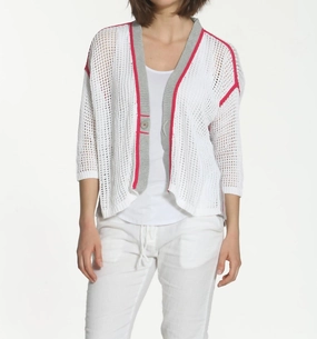 Women's Refresh Cardigan In White/grey Stylish Comfort Fashion Statement