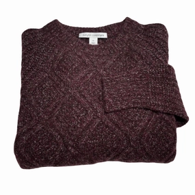 Women's Shaker Crew Cable Detail In Mulled Wine Street Style Comfortable Style