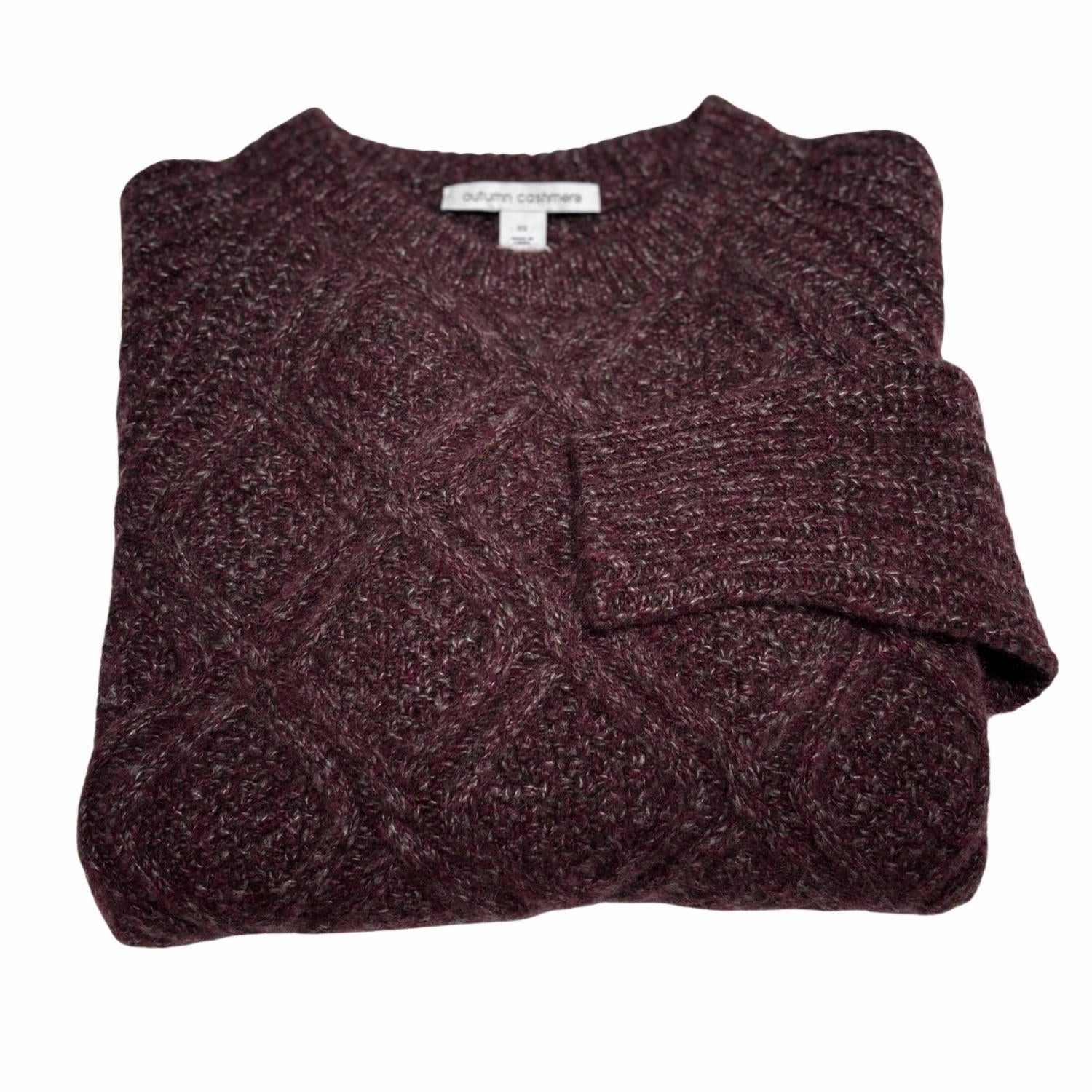 Women's Shaker Crew Cable Detail In Mulled Wine Street Style Comfortable Style