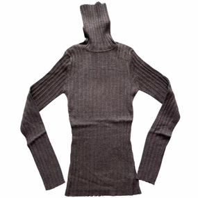 Ultra Soft Merino Blend Cozy Look Women's Variegated Rib Turtleneck In Umber
