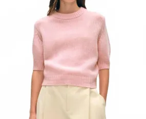 Women's Cashmere Featherweight Puff Crew Top In Primrose Versatile Knit elegant design