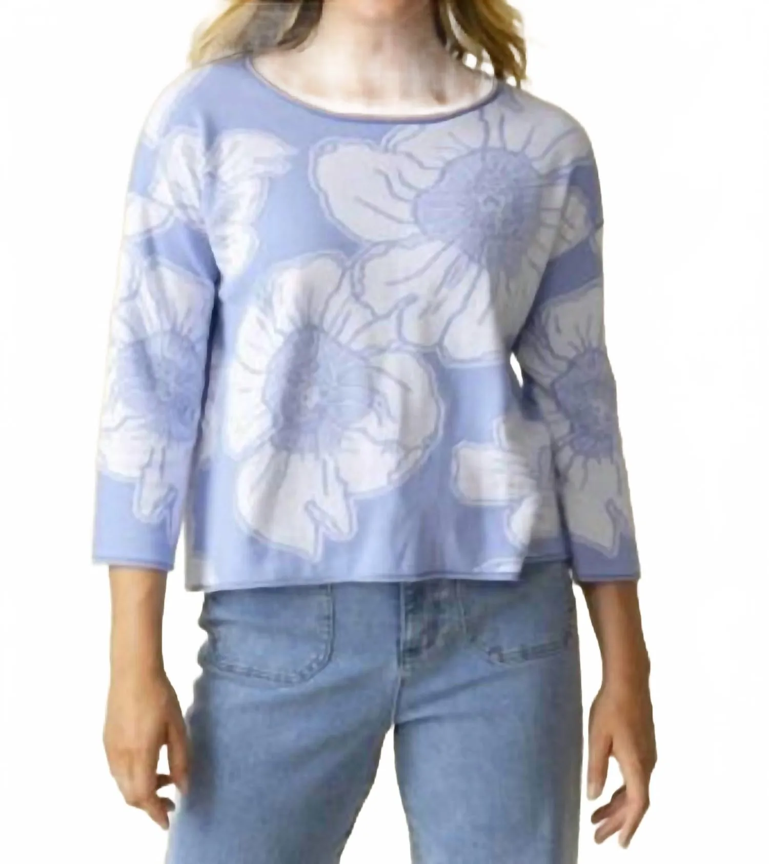 Perfect Fit Women's In Bloom Jacquard Sweater In Hydrangea