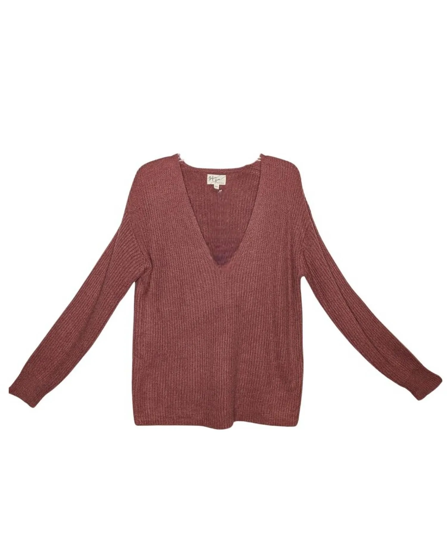 Comfy Knitwear Comfy Material Women's Ribbed V Neck Sweater In Merlot