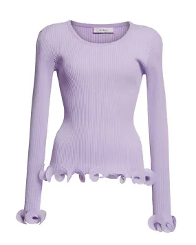 Women's Wired Edges Ribbed Knit Pullover Sweater In Lavender Soft comfort layer
