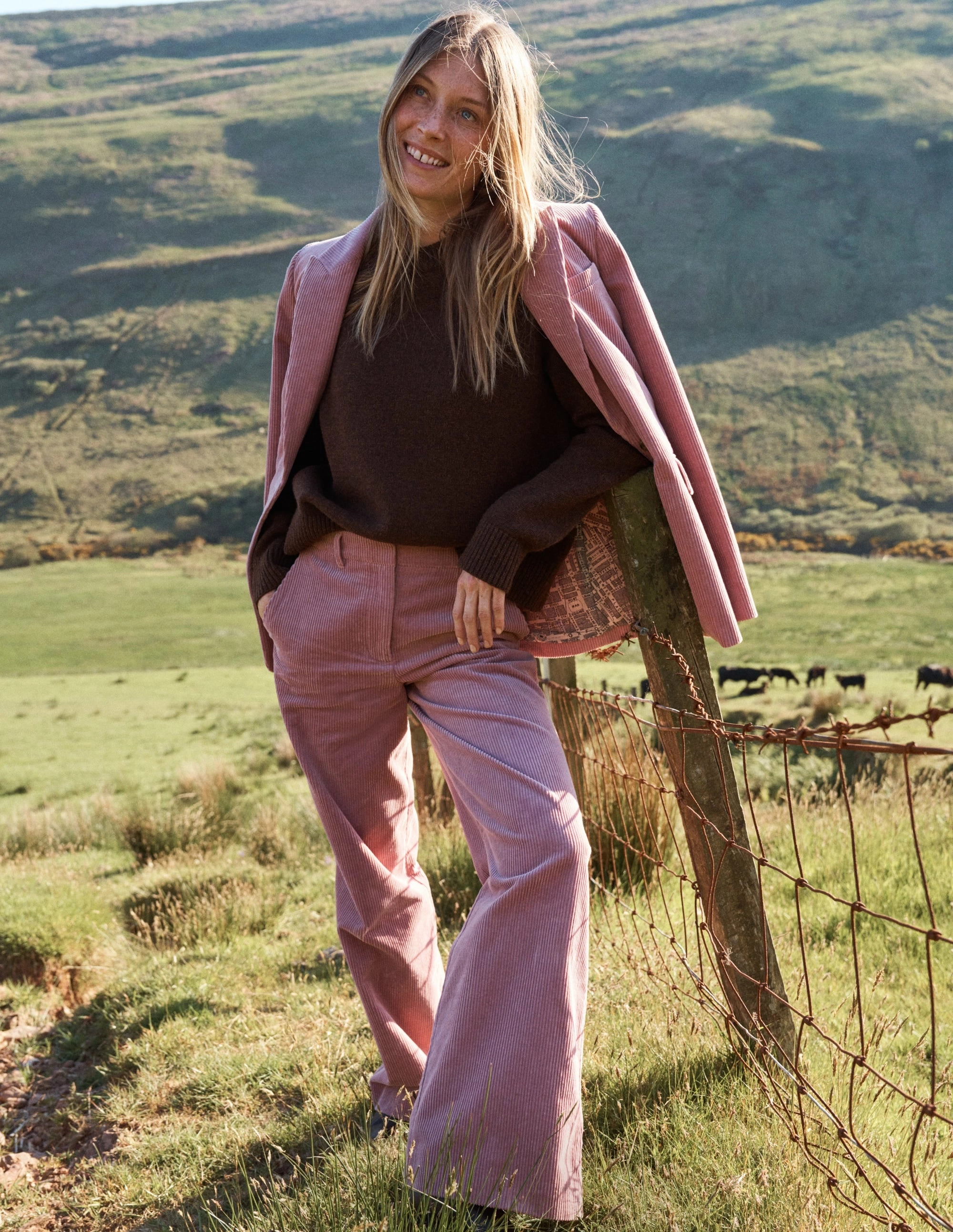 Transitional Weather Piece Water Resistant Coat Woodbridge Cord Blazer-Blushing Rose