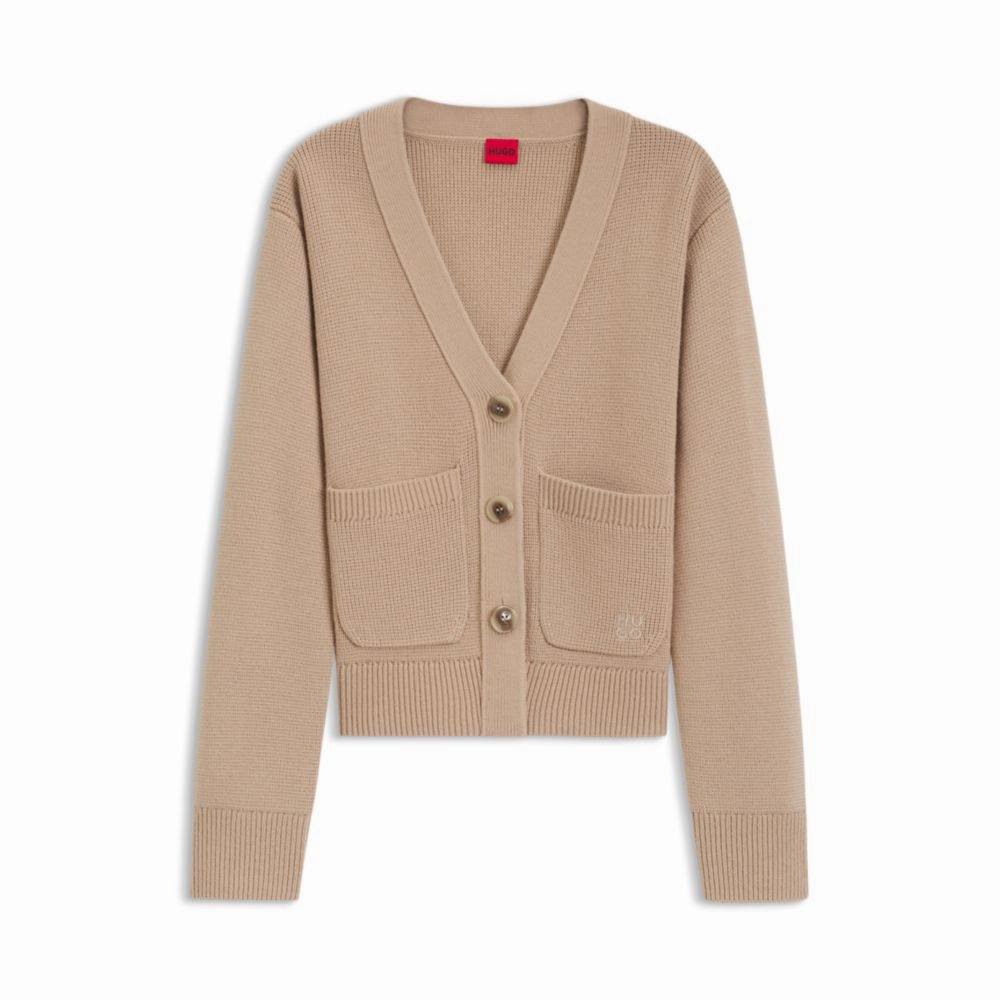 Wool-blend cardigan with embroidered logo Effortless Wear Street Style