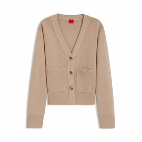 Knitted Look Wool-blend cardigan with embroidered logo
