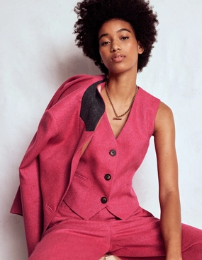 Active Style Wool Herringbone Waistcoat-Pink Herringbone