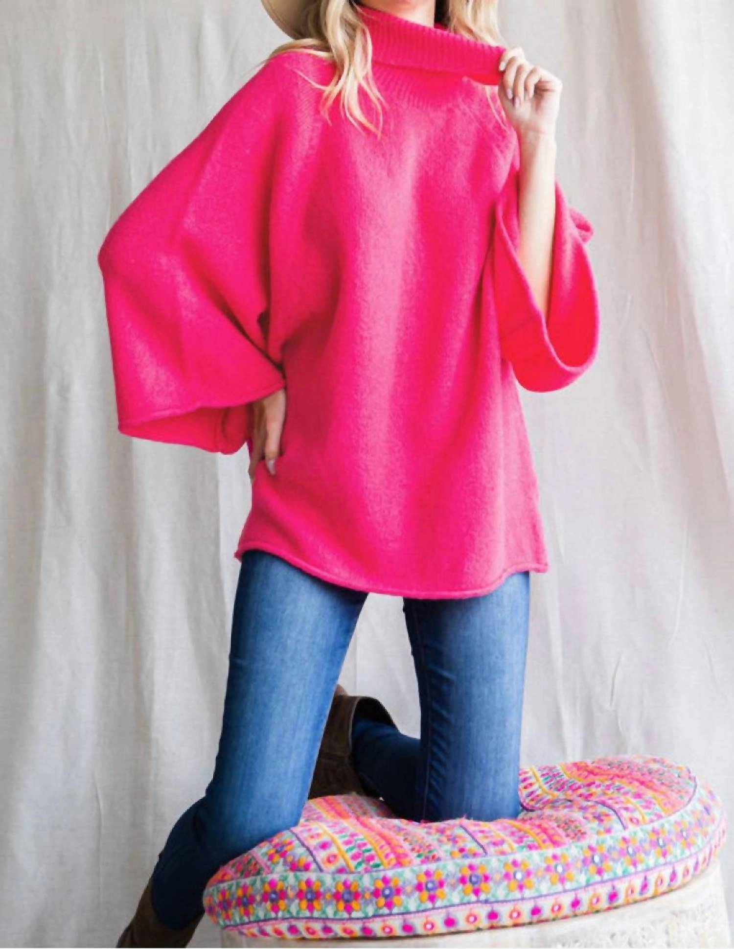 Work On It Sweater In Hot Pink Temperature Regulating