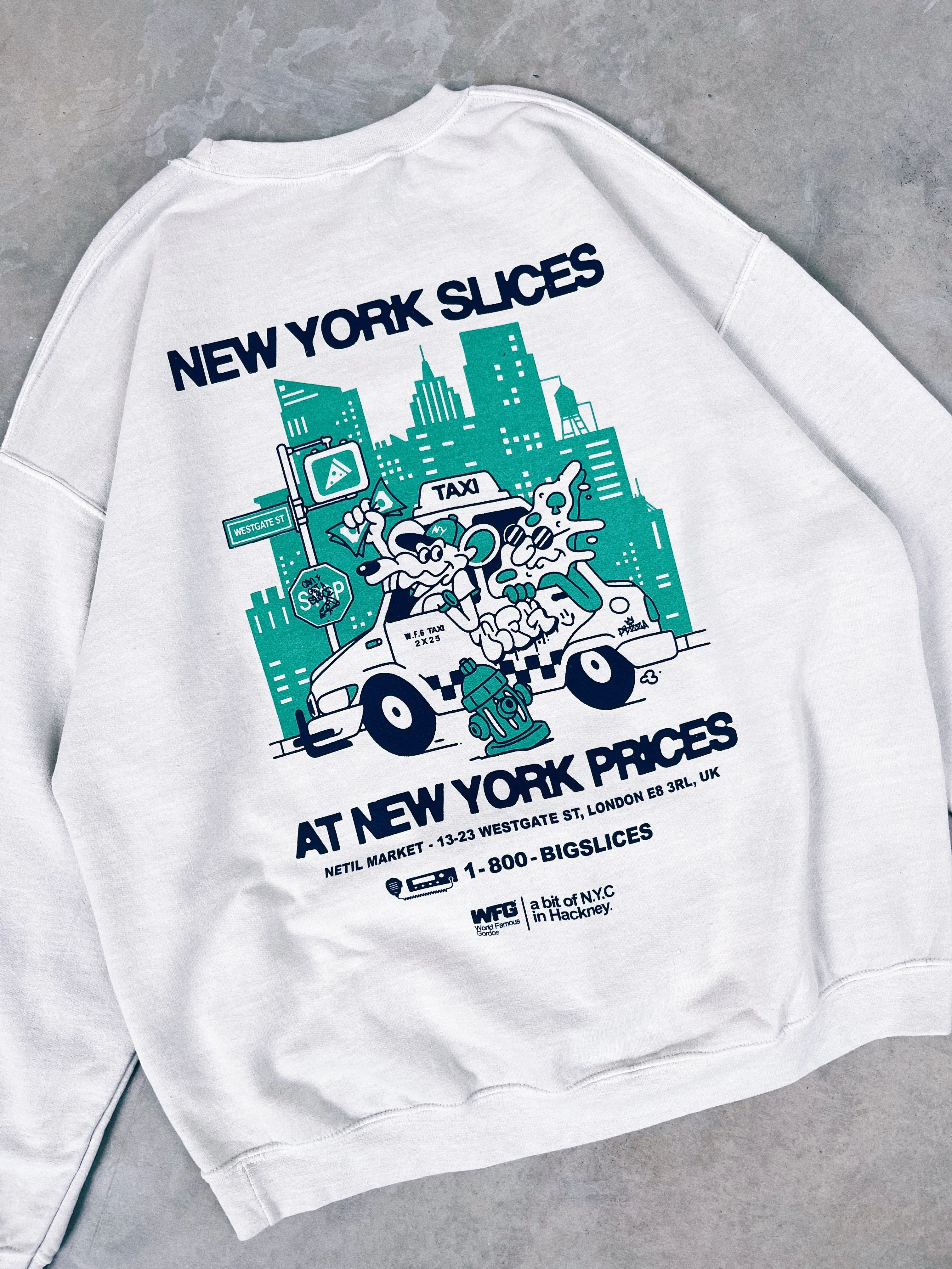 Breathable Design Winter Essential World Famous Gordos 'NYC Slices' Washed Sweater - Grey
