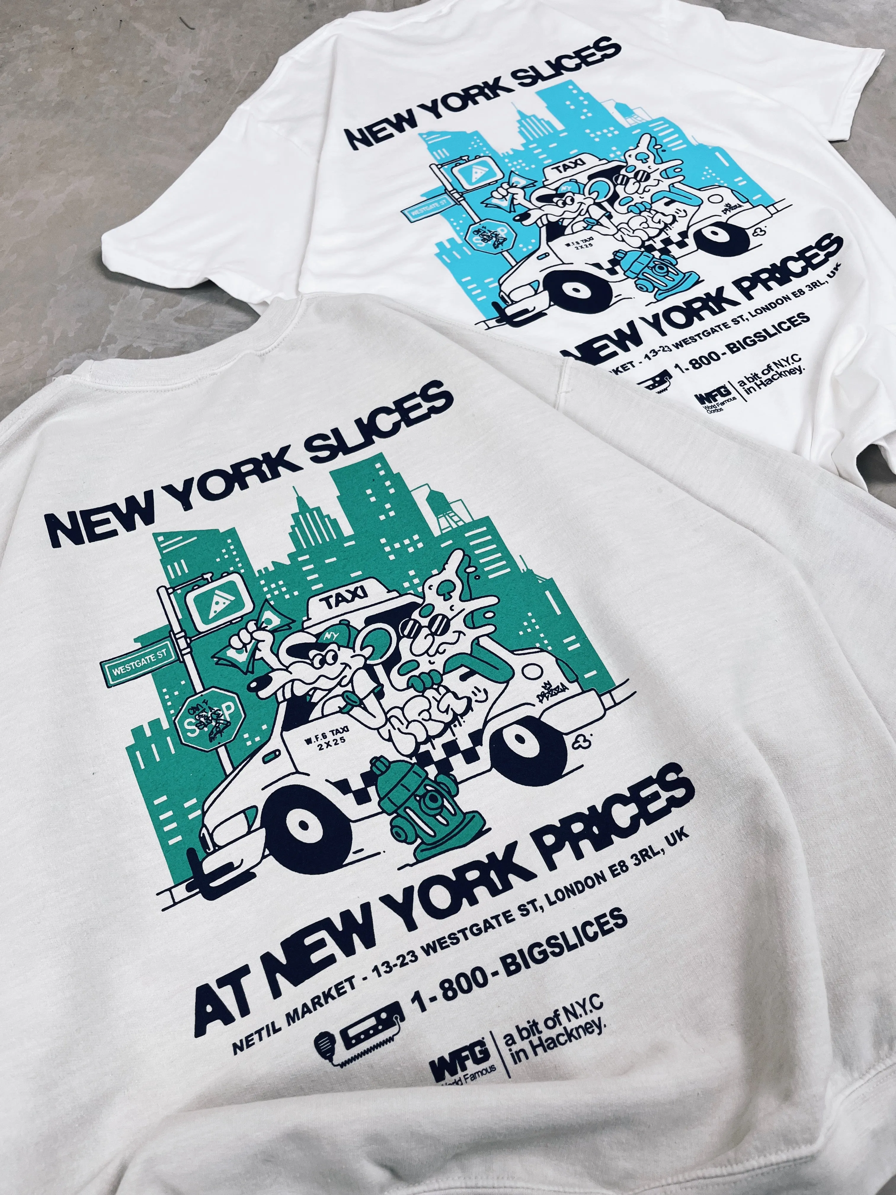 World Famous Gordos 'NYC Slices' Washed Sweater - Grey Eco Conscious Processing Comfy Winter Wear