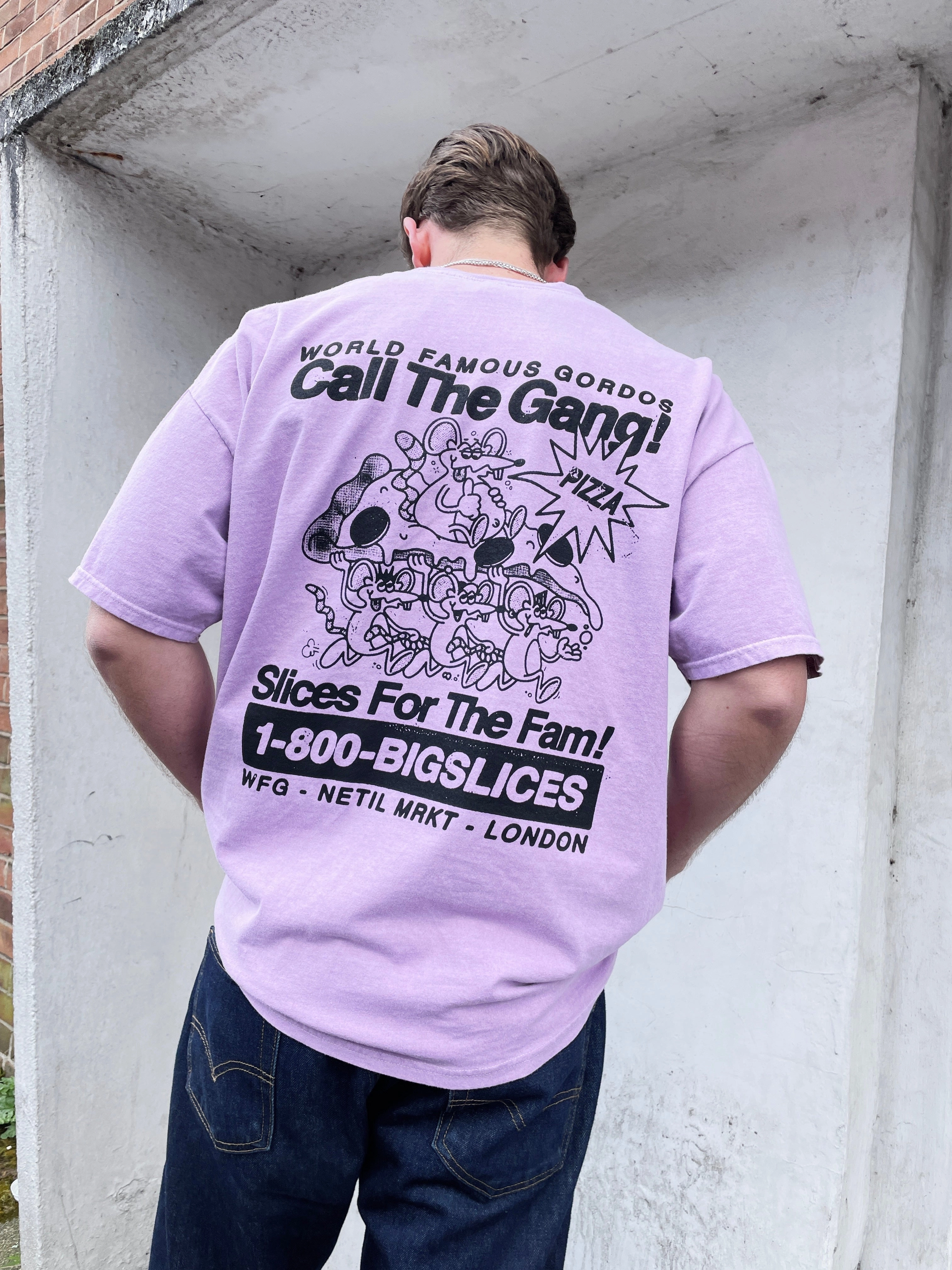 Stretch Knit Outdoor Adventure World Famous Gordos 'Call The Gang' Vintage Washed Tee - Pink