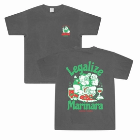 World Famous Gordos 'Legalize Marinara' Vintage Washed Tee - Black Modern Design