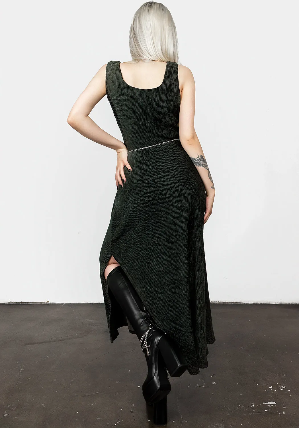 Texture Flow Matte-finish Thekla Dress with Charm Belt