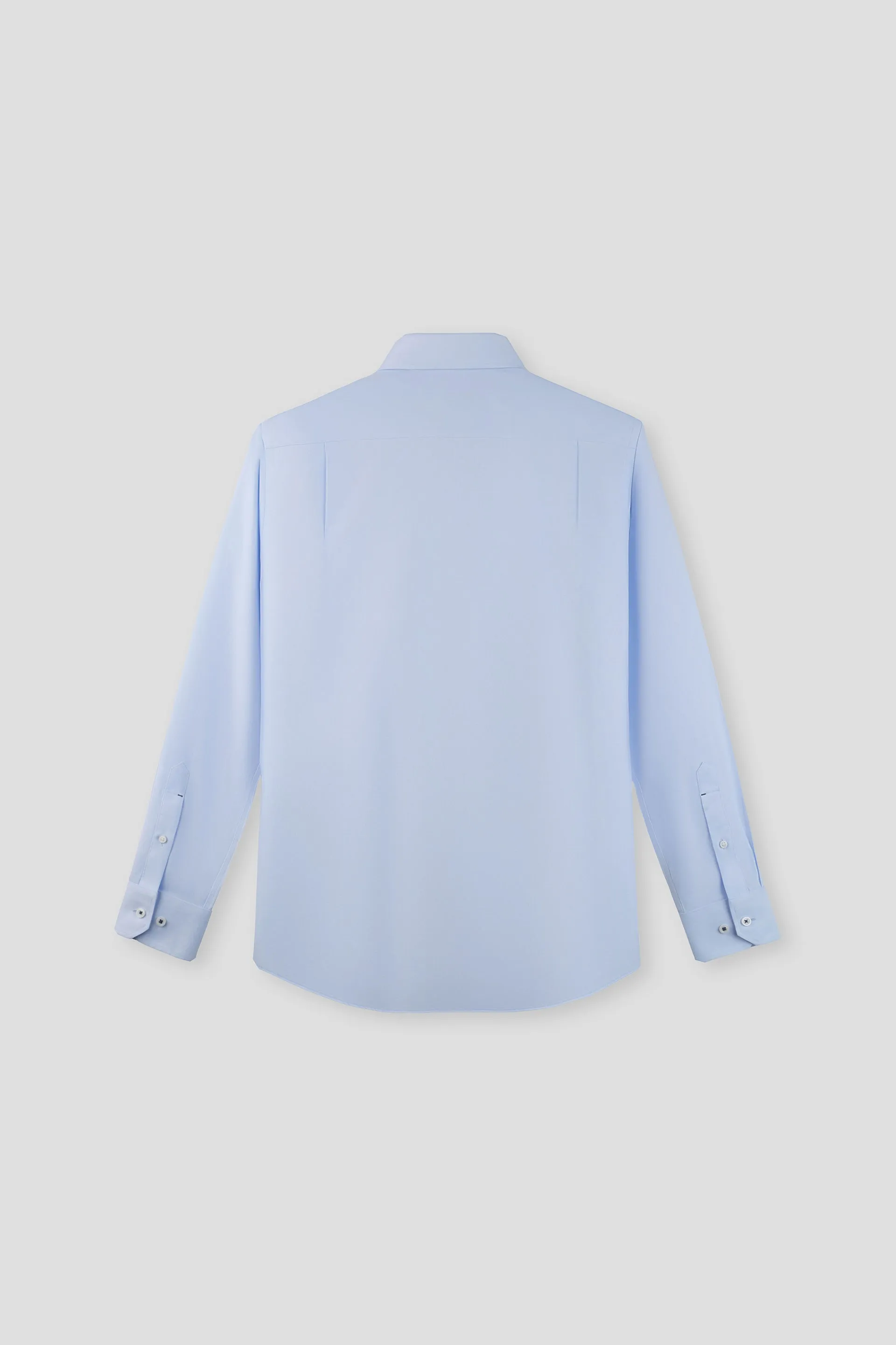 Layered Design Polo Style Wrinkle-Free Classic Herringbone Dress Shirt | Light Blue 29288N
