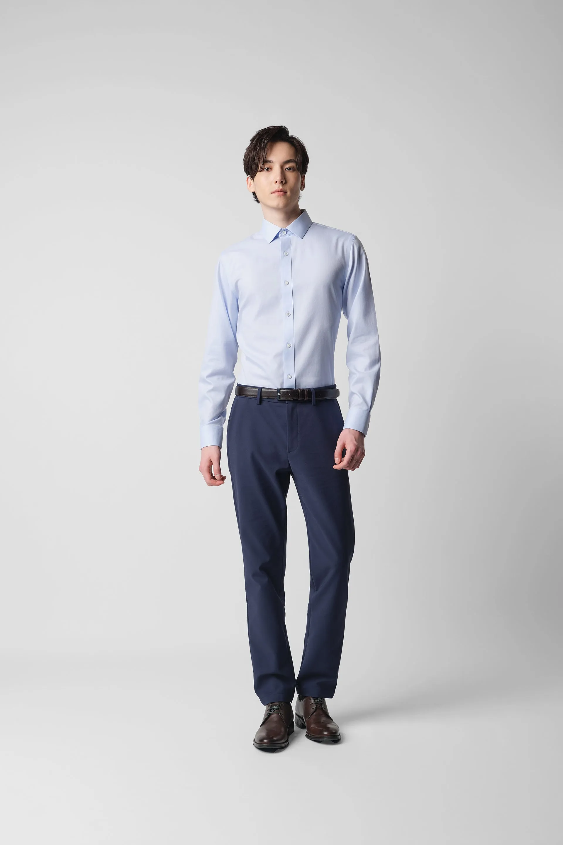 Cooling Core Technology Wrinkle-Free Classic Herringbone Dress Shirt | Light Blue 29288N