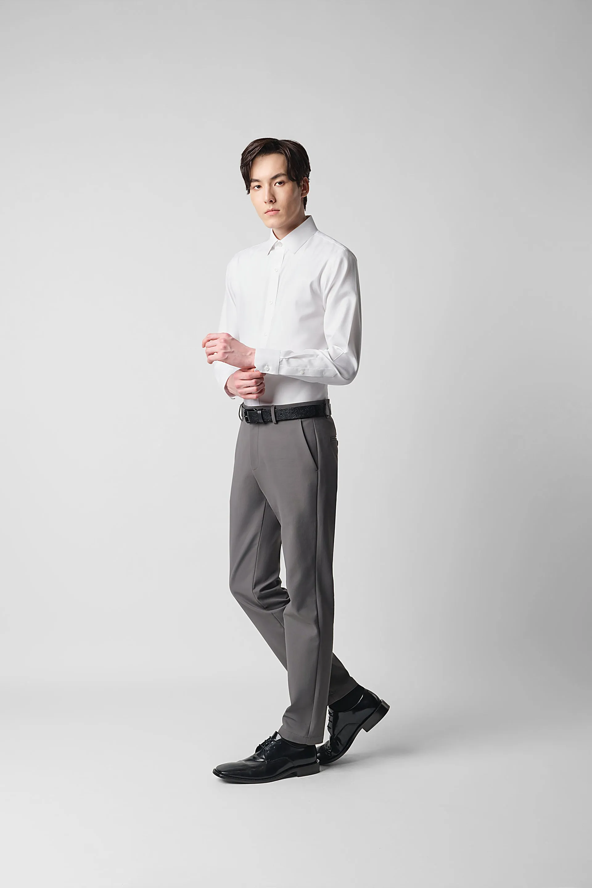garden party Animal Print Wrinkle-Free Classic Herringbone Dress Shirt | White WH001Z