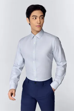 Wrinkle-Free Classic Twill Dress Shirt | Pale Grey 20987N Textured Finish