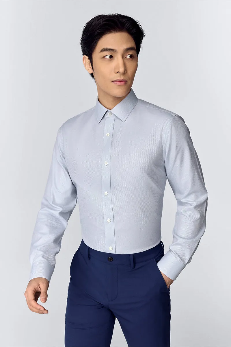 Wrinkle-Free Classic Twill Dress Shirt | Pale Grey 20987N Textured Finish