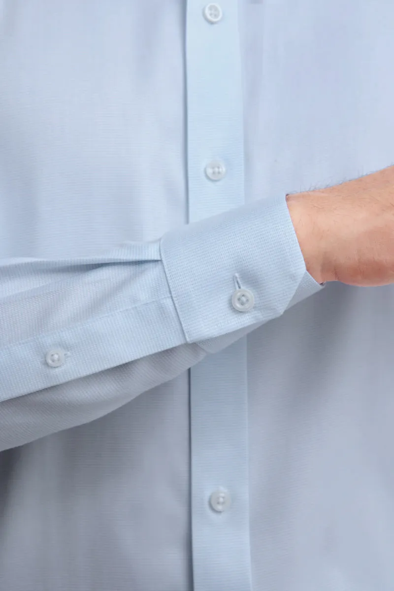 Wrinkle-Free Dobby Twill Dress Shirt  | Pale Blue Semi Plain 27585N Neutral Colors Modern Look