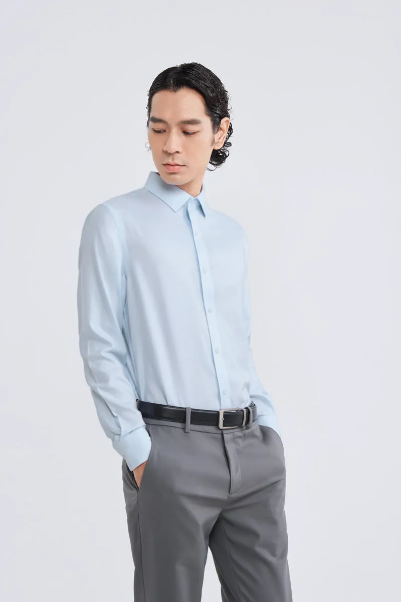 Seasonal Fashion Wrinkle-Free Dobby Twill Dress Shirt  | Pale Blue Semi Plain 27585N