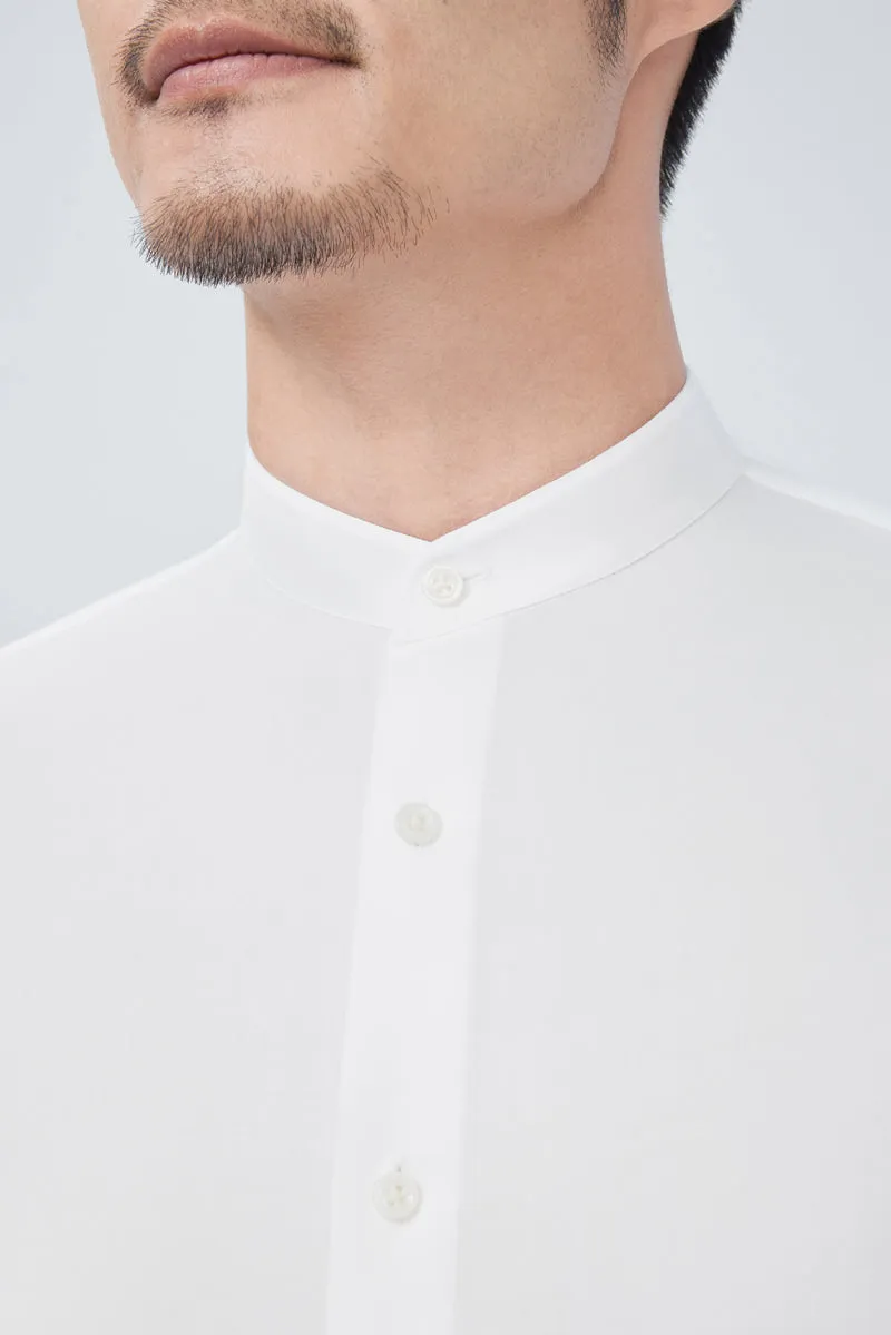 Wrinkle-Free Mandarin Collar Dress Shirt | White WH001Z Durable Thread Construction Anti Static Lining