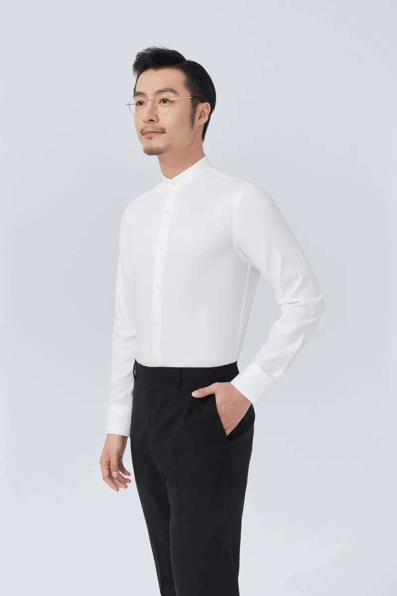 Wrinkle-Free Mandarin Collar Dress Shirt | White WH001Z Anniversary Celebration