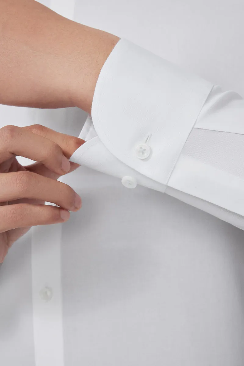 Wrinkle-Free Mandarin Collar Dress Shirt | White WH001Z Durable Stitching Soft Touch Fabric
