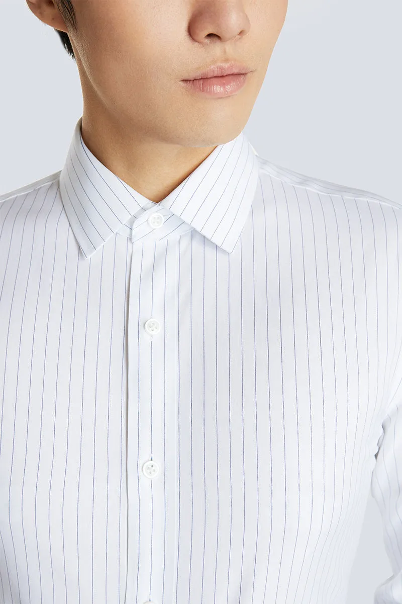Wrinkle-Free Pinpoint Oxford Dress Shirt | Blue Stripes 9566DK Hiking Gear