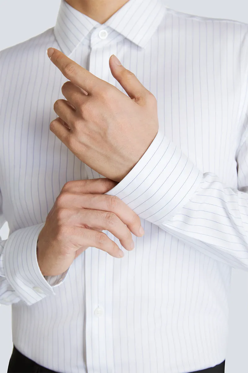 Wrinkle-Free Pinpoint Oxford Dress Shirt | Blue Stripes 9566DK Mix-And-Match