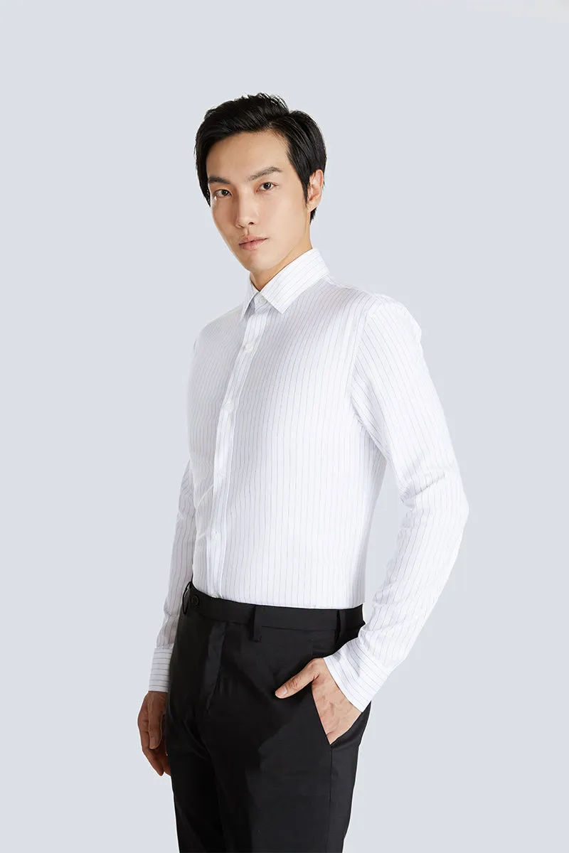 Wrinkle-Free Pinpoint Oxford Dress Shirt | Blue Stripes 9566DK Classic Design