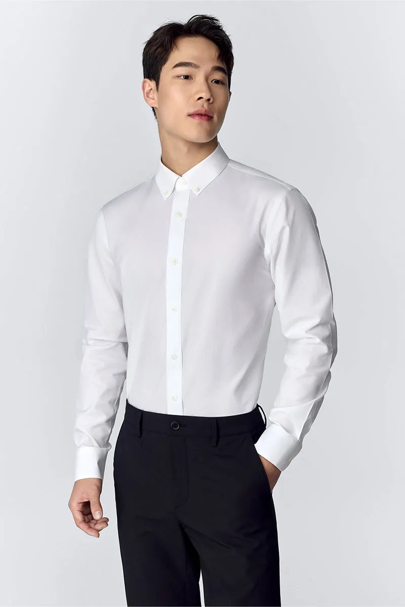 Fitted Design Wrinkle-Free Poplin Button-Down Dress Shirt | White WH001Z