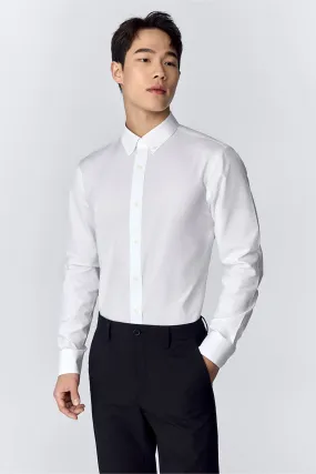 Fitted Design Wrinkle-Free Poplin Button-Down Dress Shirt | White WH001Z