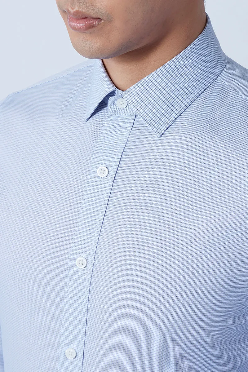 Bold colors Patterned Design Wrinkle-Free Poplin Dress Shirt | Blue Check 16771N