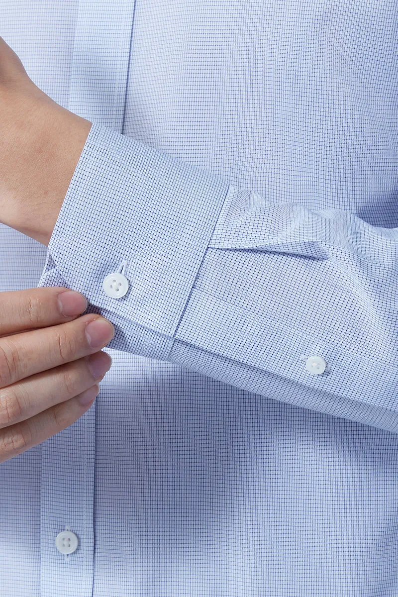 hypoallergenic material Indoor Comfort Wrinkle-Free Poplin Dress Shirt | Blue Check 16771N