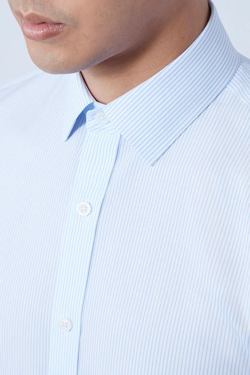 Party outfit Wrinkle-Free Poplin Dress Shirt | Light Blue Stripes 15103N