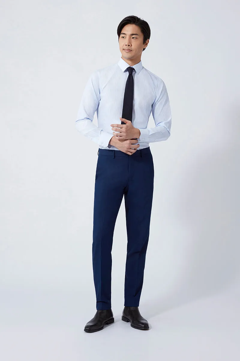 Wrinkle-Free Poplin Dress Shirt | Light Blue Stripes 15103N Abrasion resistant No Chafe Edging