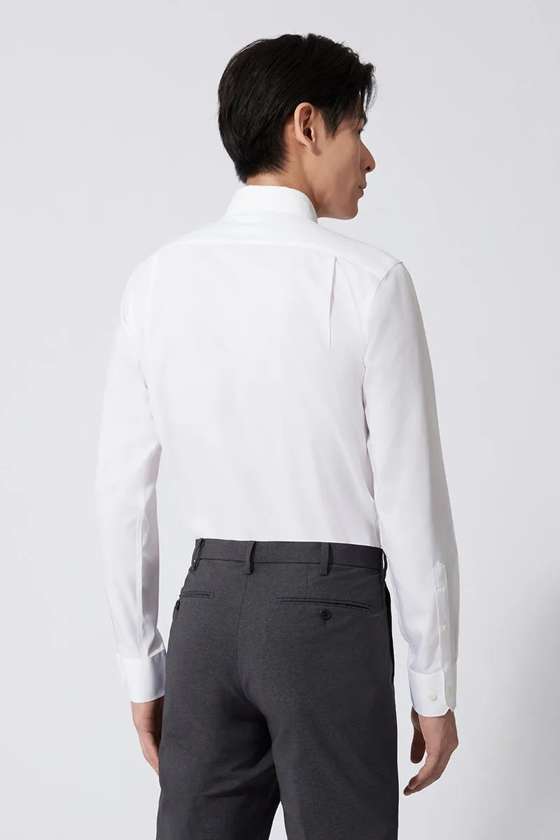 Tagless Labeling Gym Wear Wrinkle-Free Poplin Dress Shirt | White WH001Z