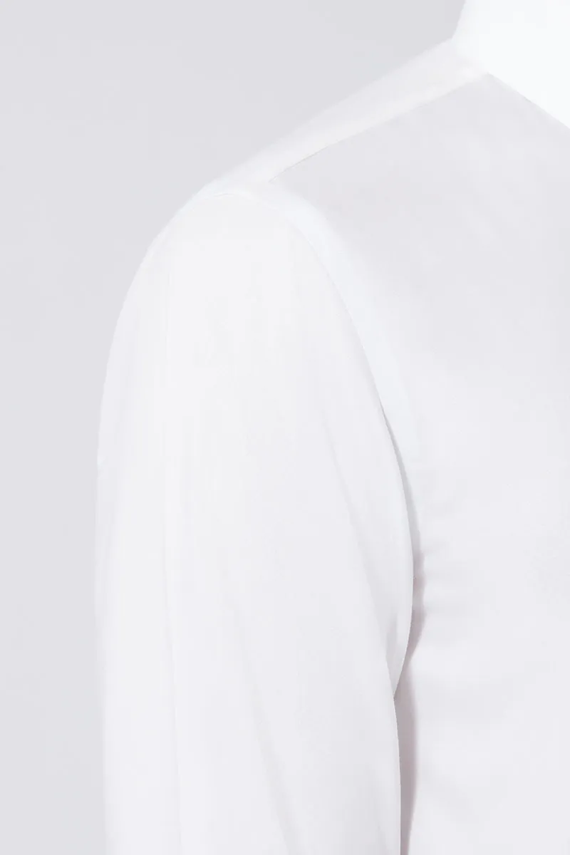 Wrinkle-Free Poplin Dress Shirt | White WH001Z Micro Perforated Texture Double Stitched Seams