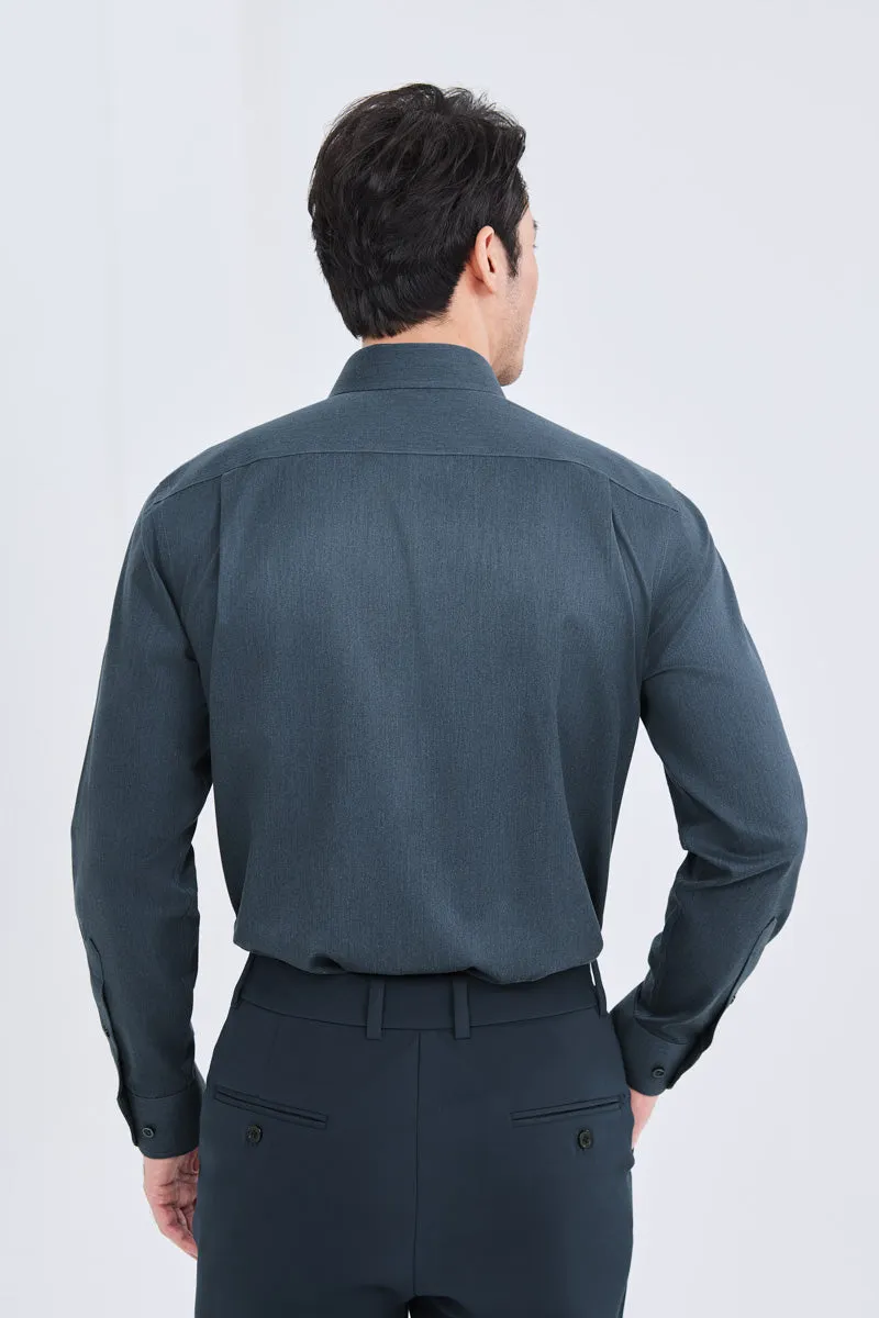 Customizable Design Wrinkle-Free Twill Heather Dress Shirt | Grey Blue 27790N
