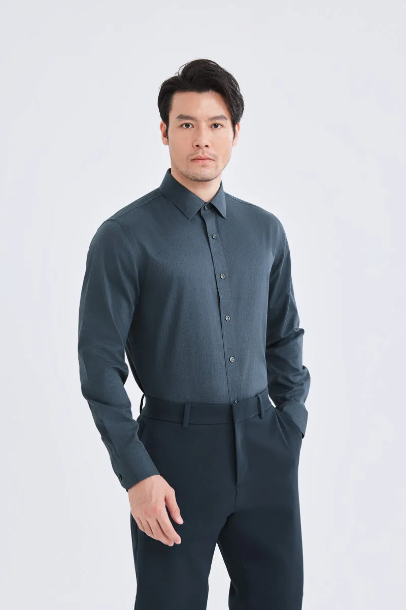 Winter Essentials Quick Dry Technology Wrinkle-Free Twill Heather Dress Shirt | Grey Blue 27790N