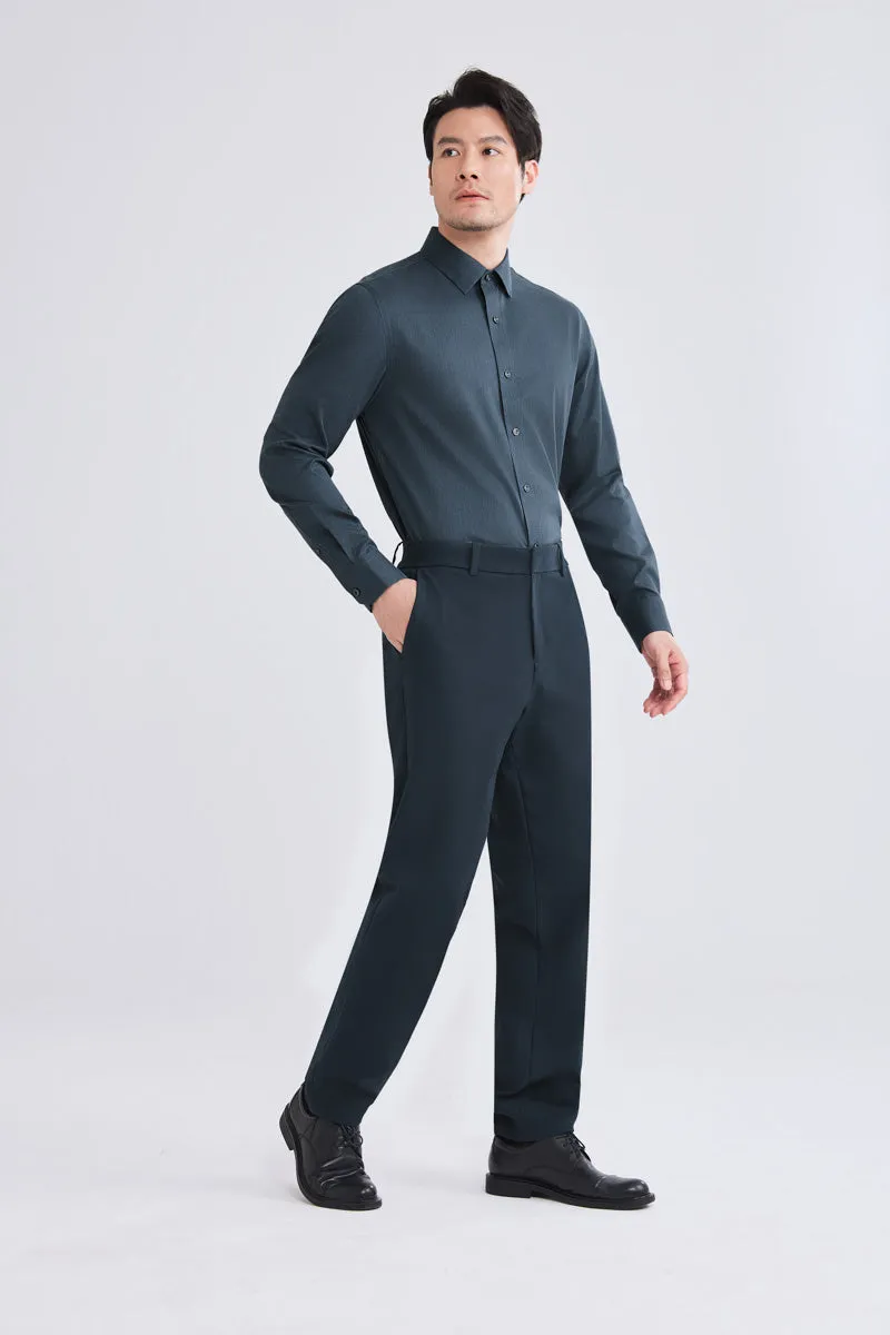 Breathable fabric Rooftop Bar Wrinkle-Free Twill Heather Dress Shirt | Grey Blue 27790N